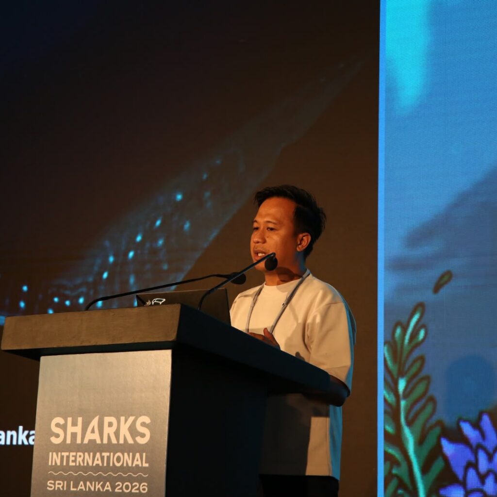 Abdy Wunanto Hasan, mahasiswa Program Studi Magister Ilmu Kelautan Universitas Hasanuddin, saat mengikuti Sharks International 2026 di Colombo, Sri Lanka.